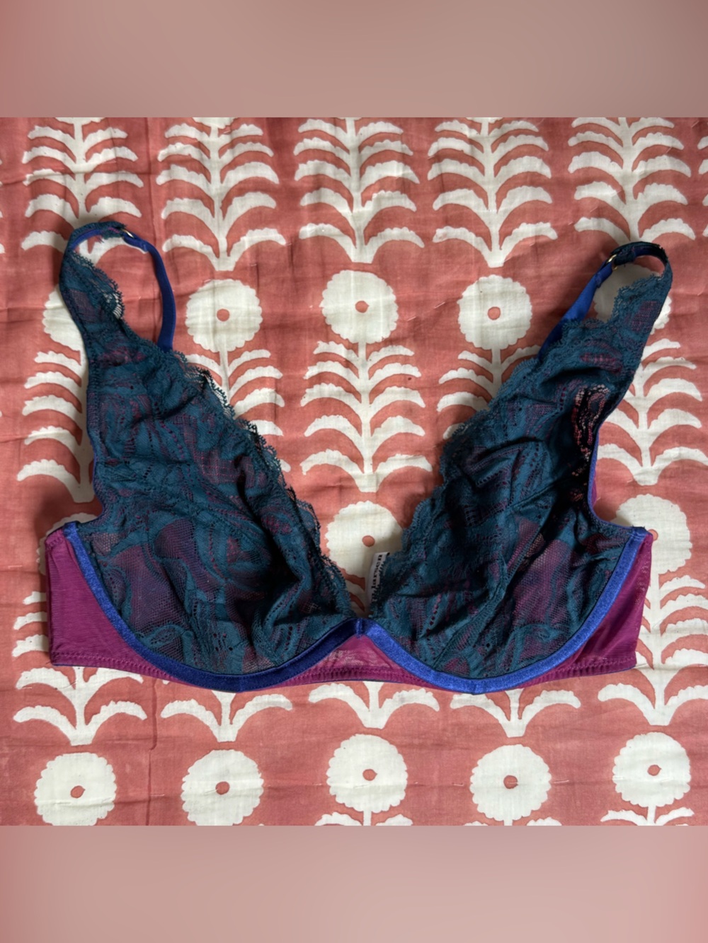 NEW Dora Larsen Teal and Purple Lace Bra
